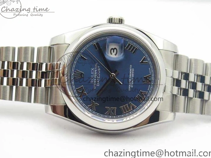 0201 DateJust 36mm SS 116200 ARF 1:1 Best Edition Blue Roman Dial On 904L SS Jubilee Bracelet SA GoodFit 3520